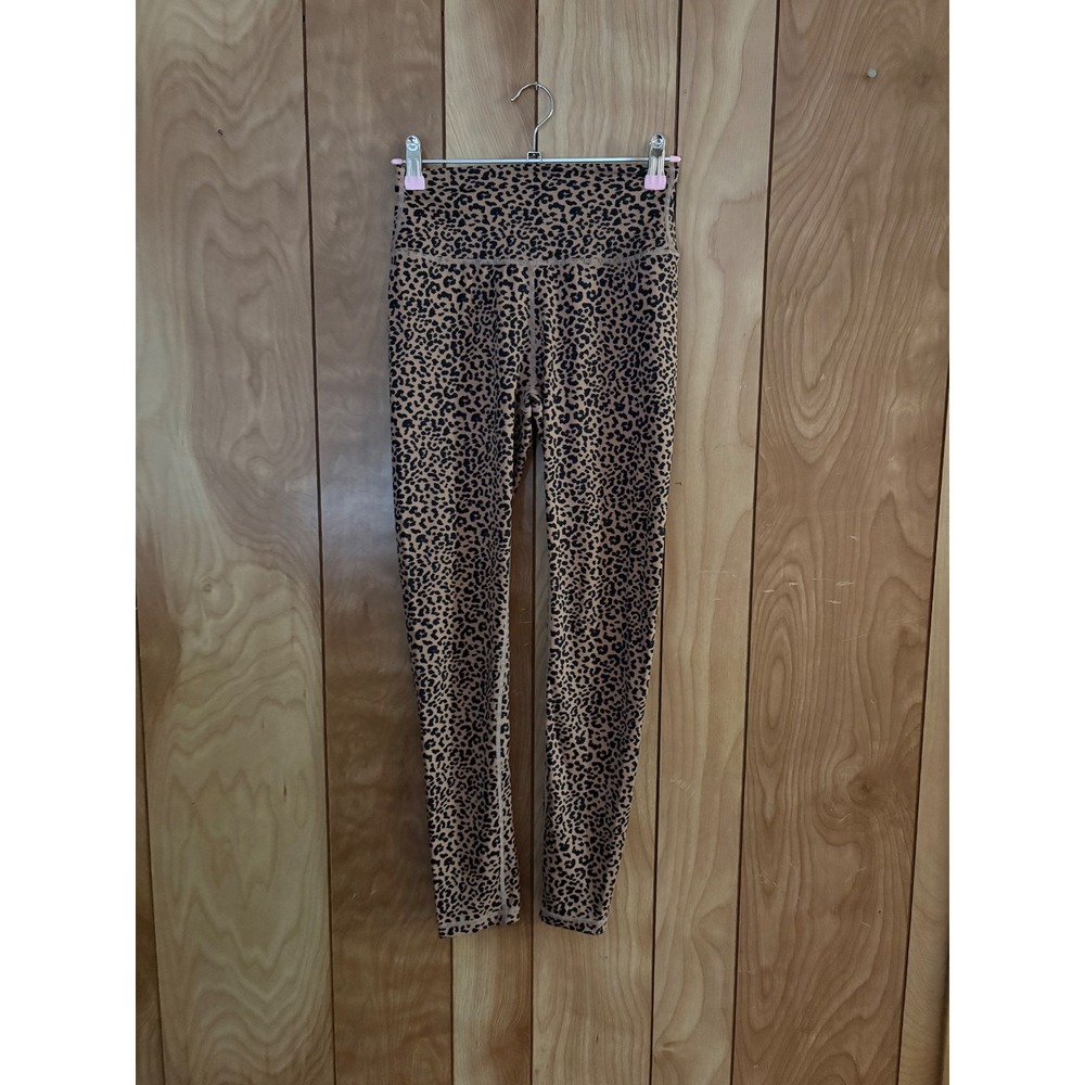 Allfenix Womens Leopard Print High Waisted Activewear Leggings‎ Tan Black Size M